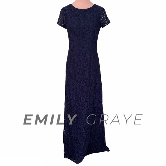 BHLDN Donna Morgan Deja Dress in Navy Blue Size 2 NWOT - Picture 4 of 10